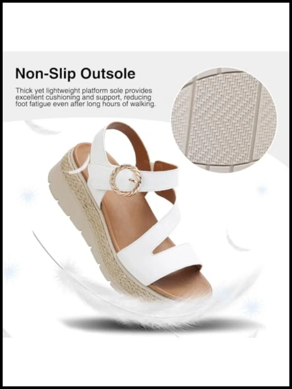 Womens Wedge Platform Sandals with Orthopedic Arch Support Adjustable Ankle